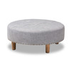 Baxton Studio Vinet Light Gray Upholstered Natural Wood Cocktail Ottoman 153-9200